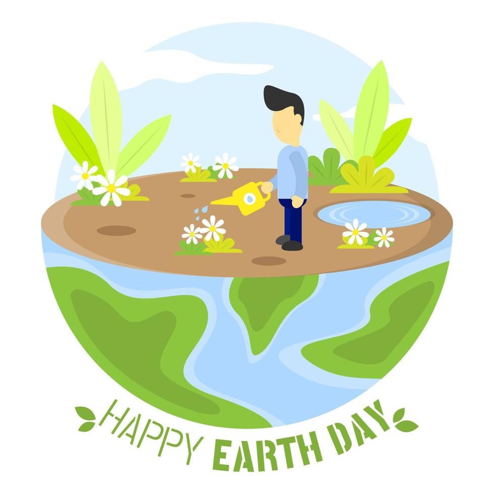 Happy earth day greeting card vector