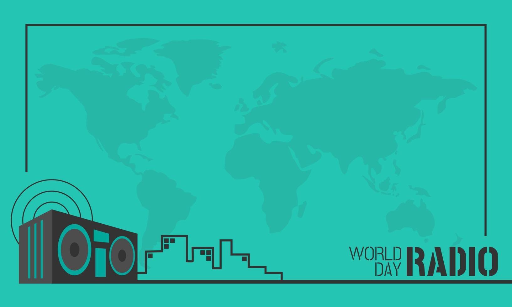 World radio day background with copy space area vector