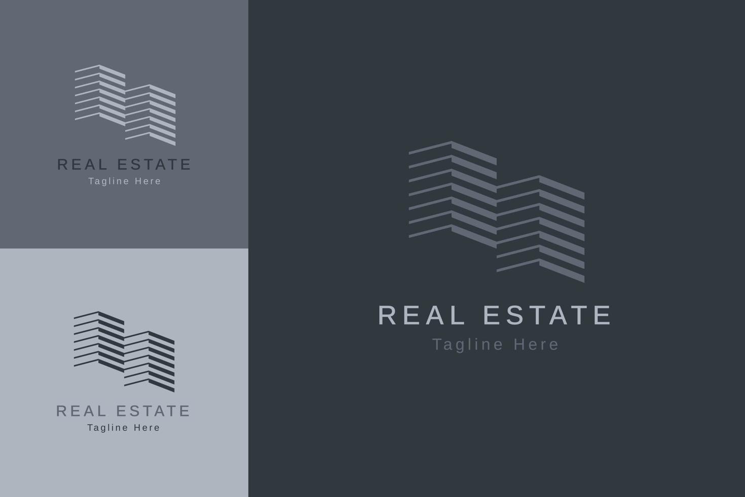 conjunto de plantilla de diseño de vector de logotipo de propiedad inmobiliaria con estilo de color diferente