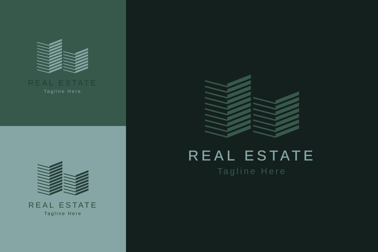 conjunto de plantilla de diseño de vector de logotipo de propiedad inmobiliaria con estilo de color diferente