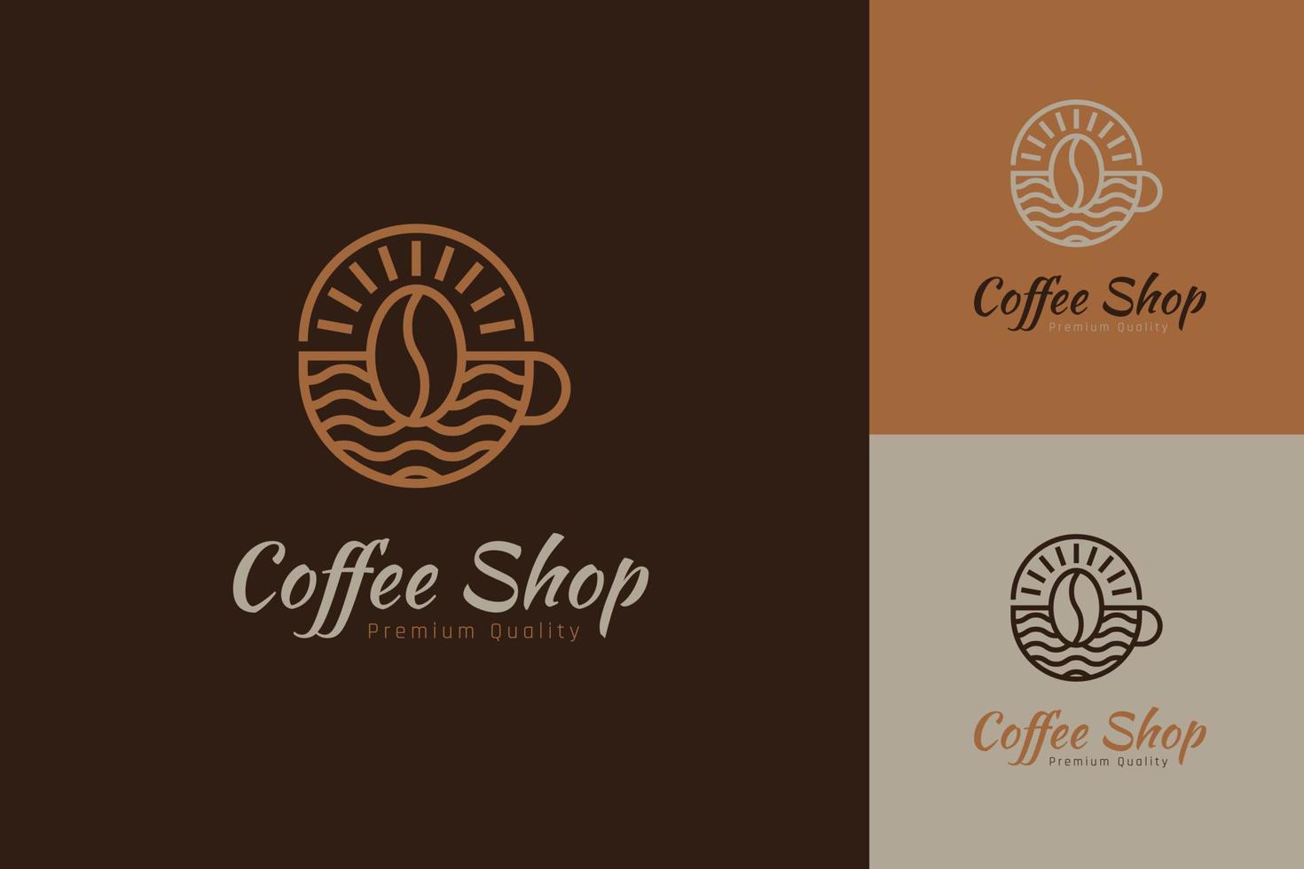 Set of coffee shop logo vector design templates with different color styles