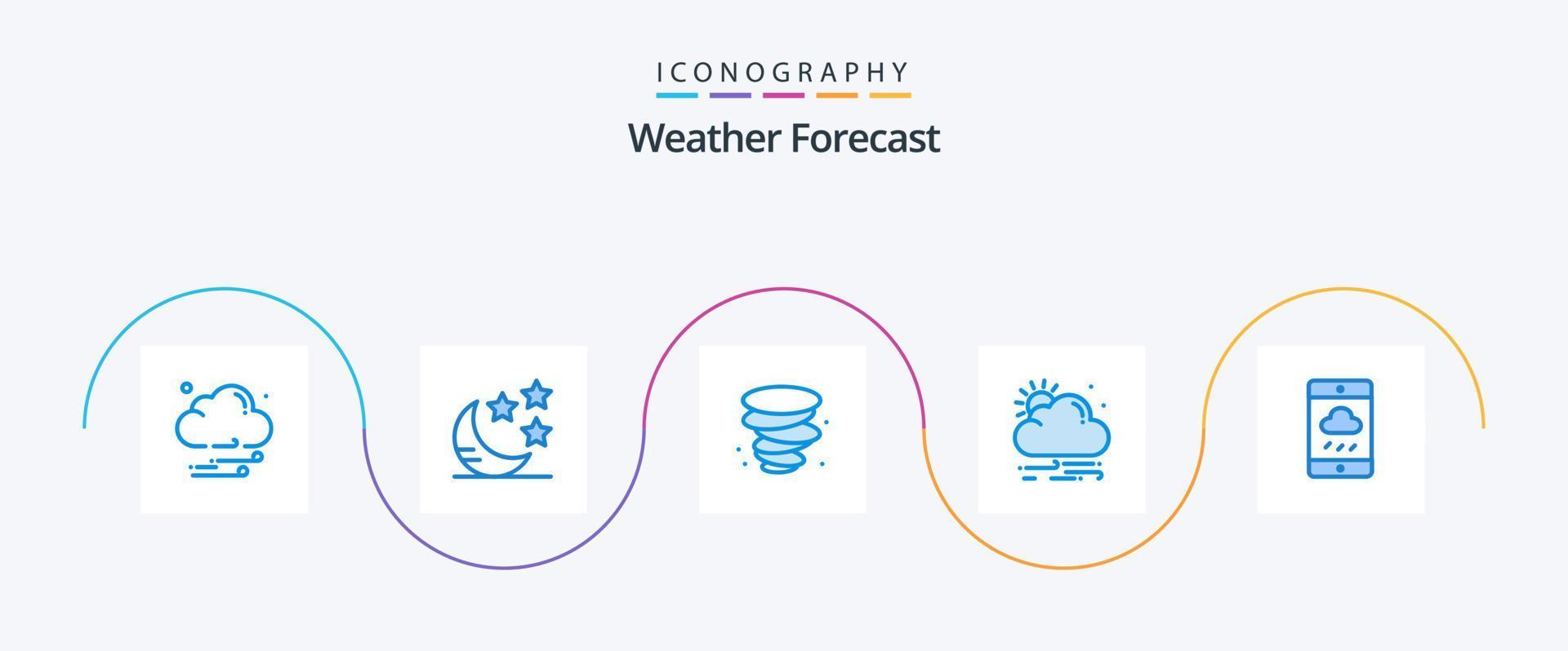 Paquete de 5 íconos Weather Blue que incluye . lluvia. viento. clima. teléfono inteligente vector