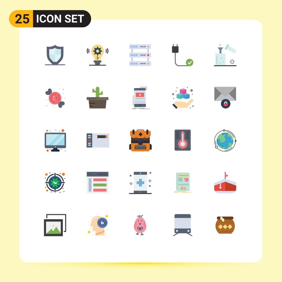 Flat Color Pack of 25 Universal Symbols of hardware cord setting connected storage Editable Vector Design Elements