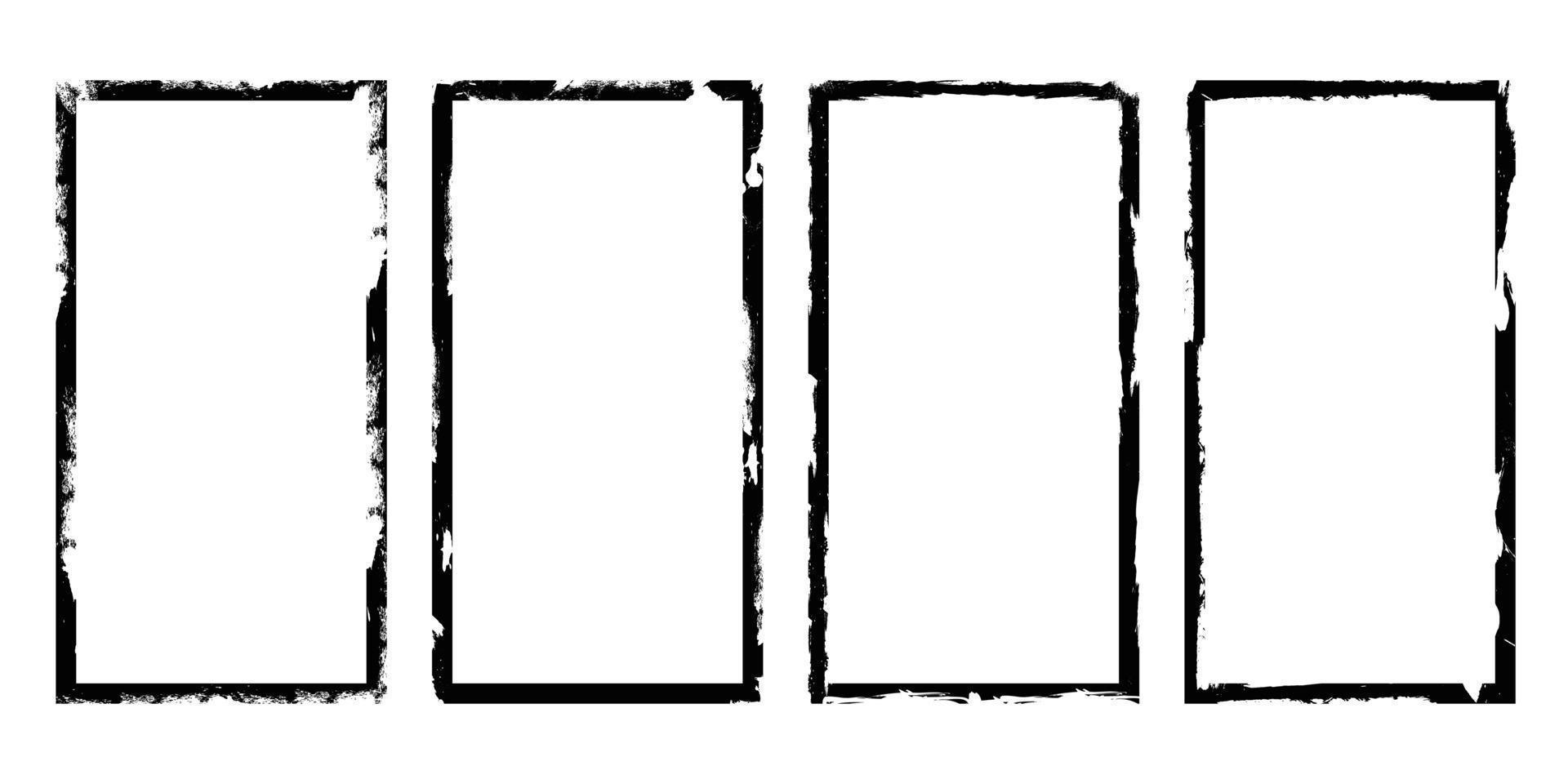 Set rectangular grunge brush frame vector