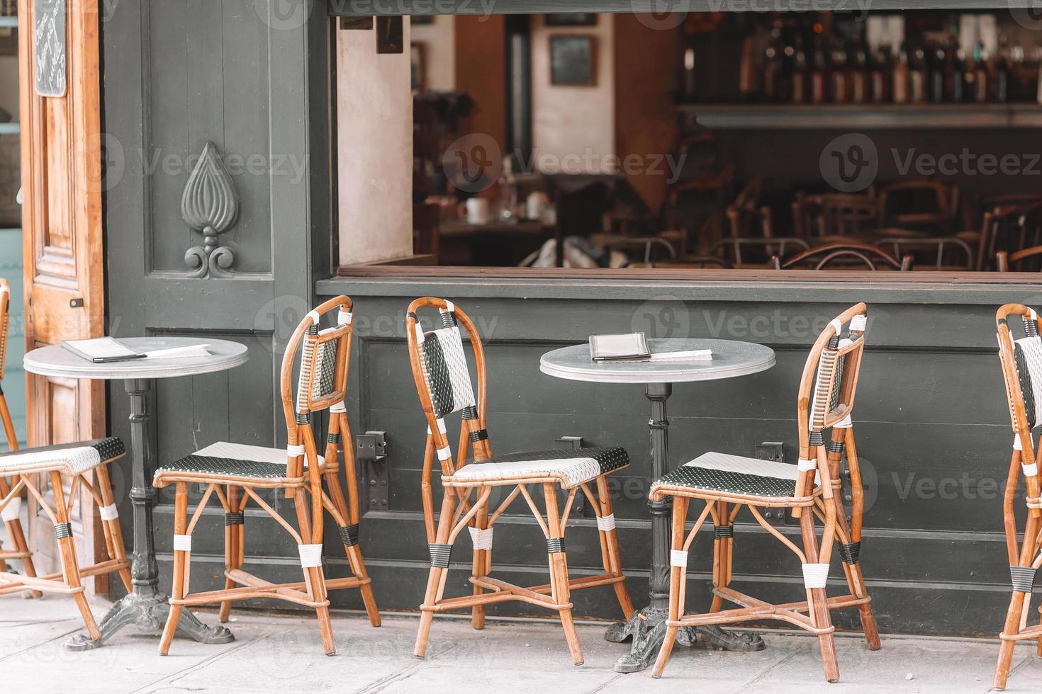 Summer empty open air restaraunt in Europe. photo