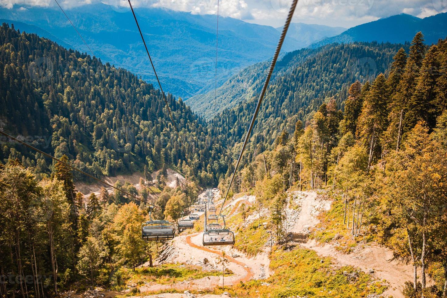 Ropeway on top Roza Peak. Sochi, Krasnodar Krai, Russia photo