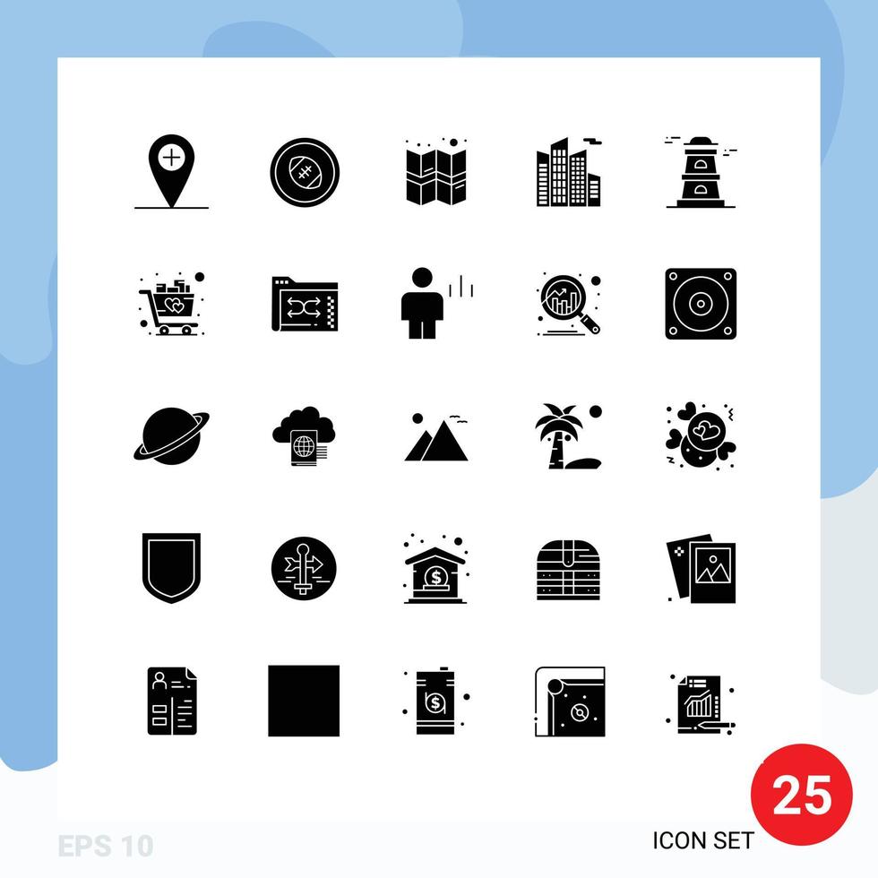 25 Creative Icons Modern Signs and Symbols of cart tower gps observatory office Editable Vector Design Elements