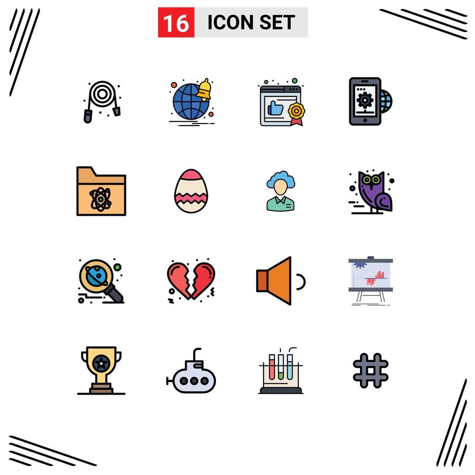 16 iconos creativos signos y símbolos modernos del átomo de la ciencia como establecer elementos de diseño de vectores creativos editables de negocios globales