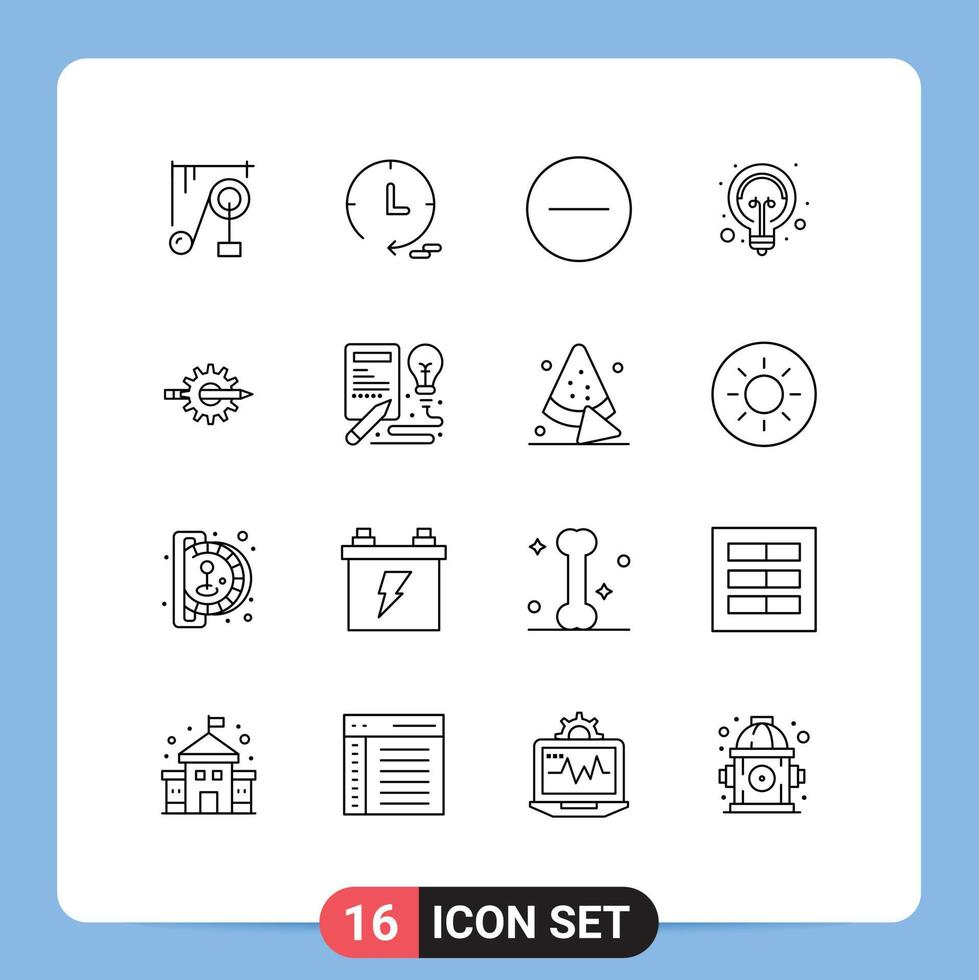 16 iconos creativos signos y símbolos modernos de escritura de desarrollo eliminar contenido elementos de diseño vectorial editables ligeros vector