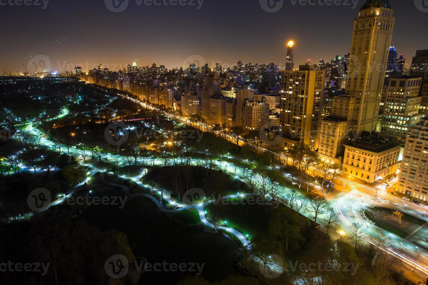 New York City Central Park panorama aerial view at dark night photo