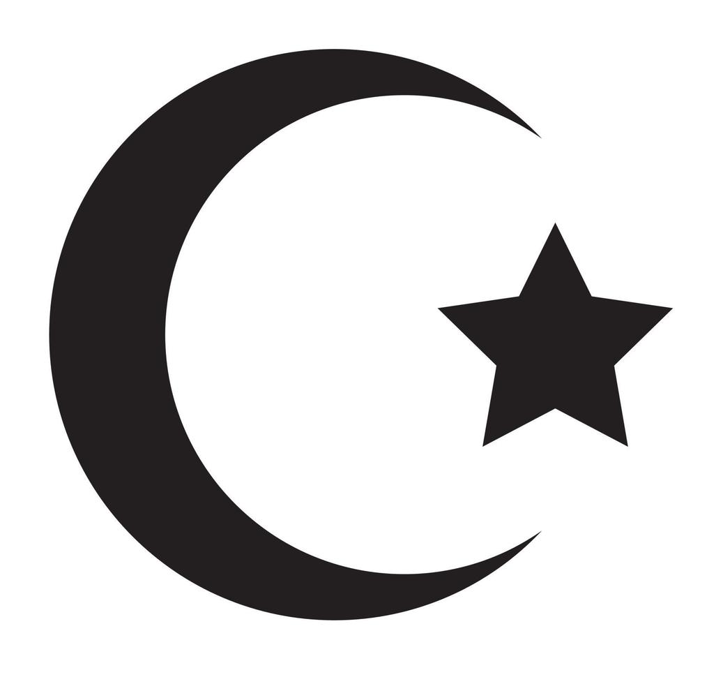 Islam religious symbol. Star and crescent icon. vector