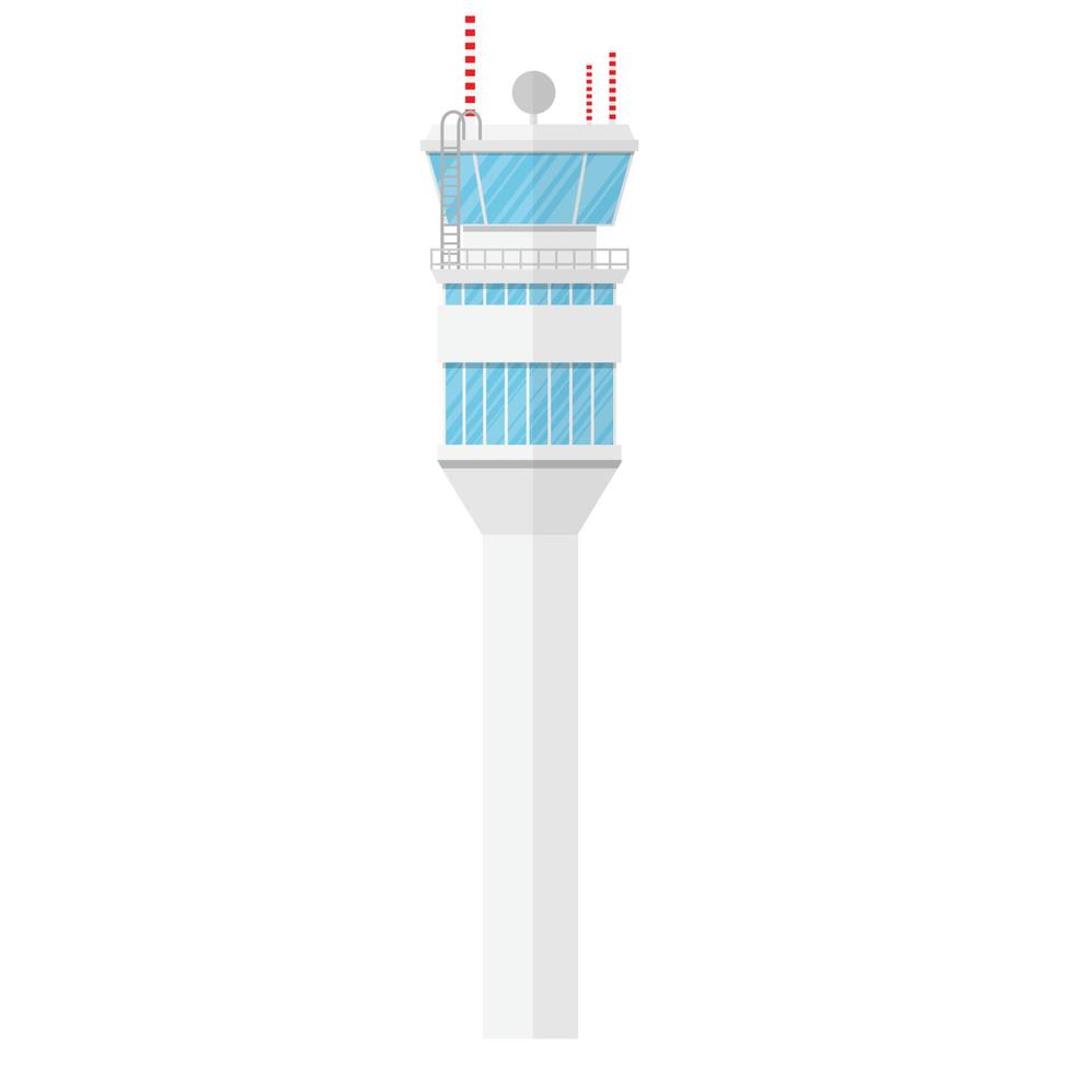 torre de controlador de tráfico aéreo aislada en diseño minimalista vector