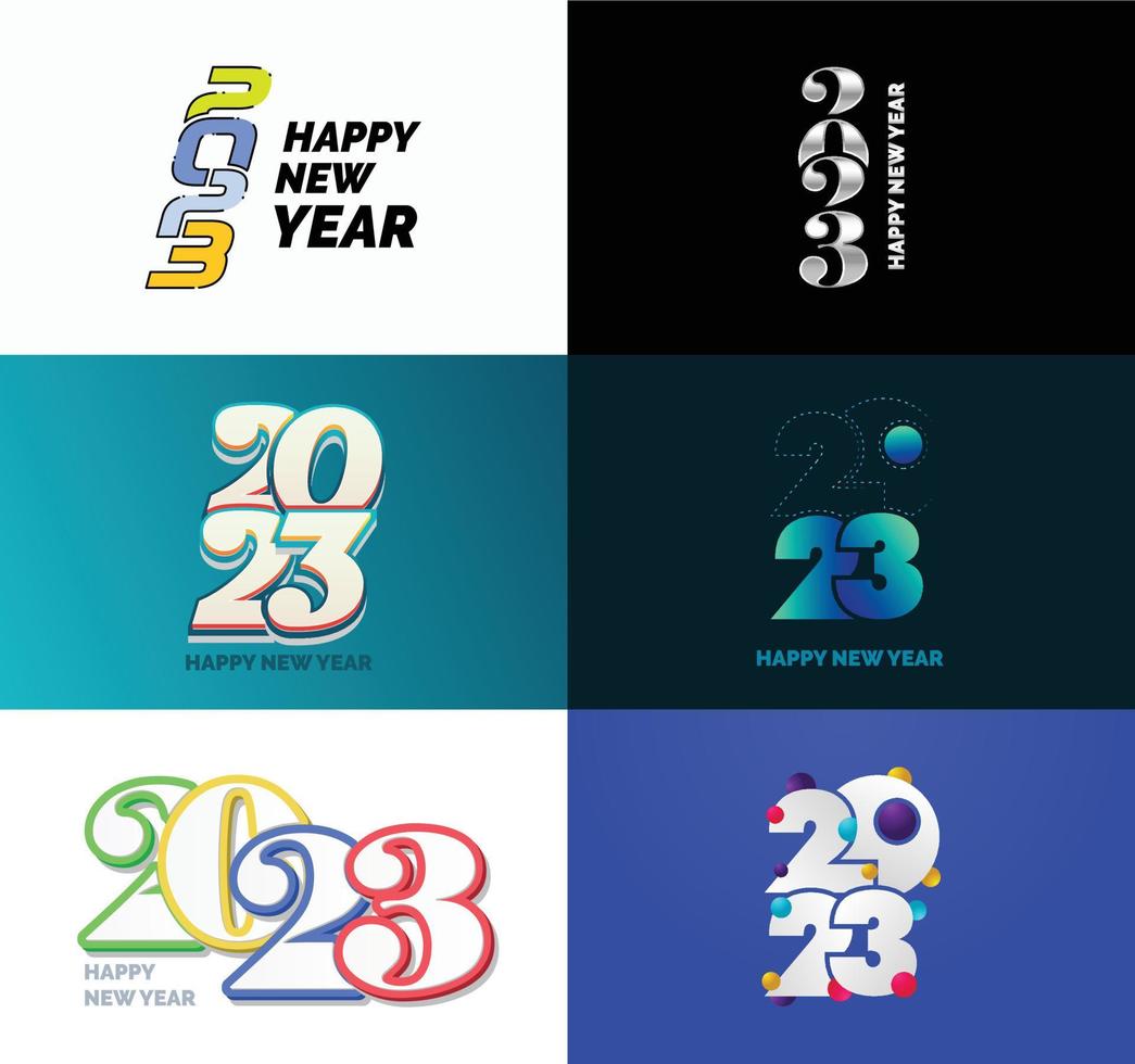 Big Collection of 2023 Happy New Year symbols Cover of business diary for 2023 with wishes vector