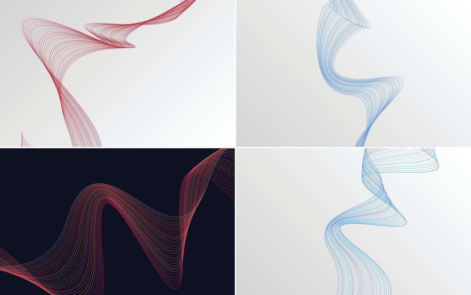 Create a dynamic design with this set of 4 waving line vector backgrounds