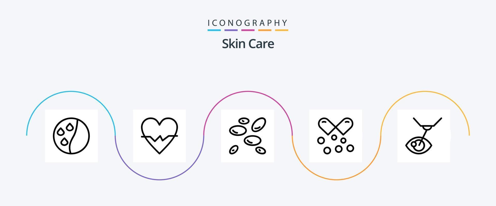 Skin Line 5 Icon Pack Including eye treatment. omega pills. wbcs. omega capsules. nutrients capsules vector
