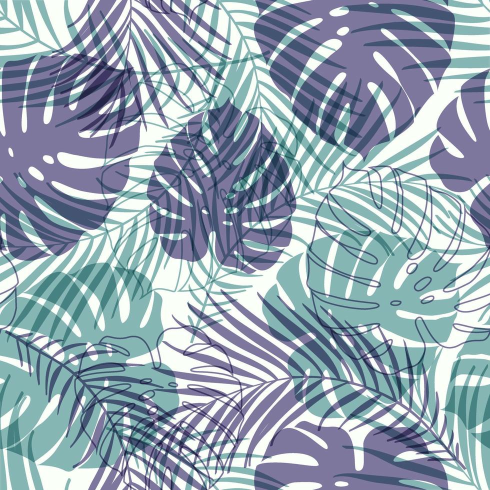 Abstract Floral seamless pattern with leaves. tropical background vector