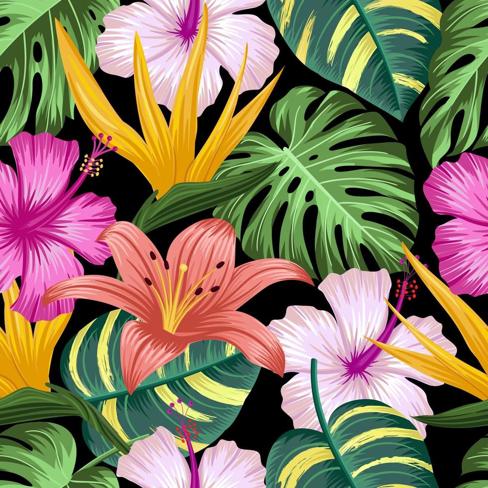 Floral seamless pattern with leaves. tropical background vector