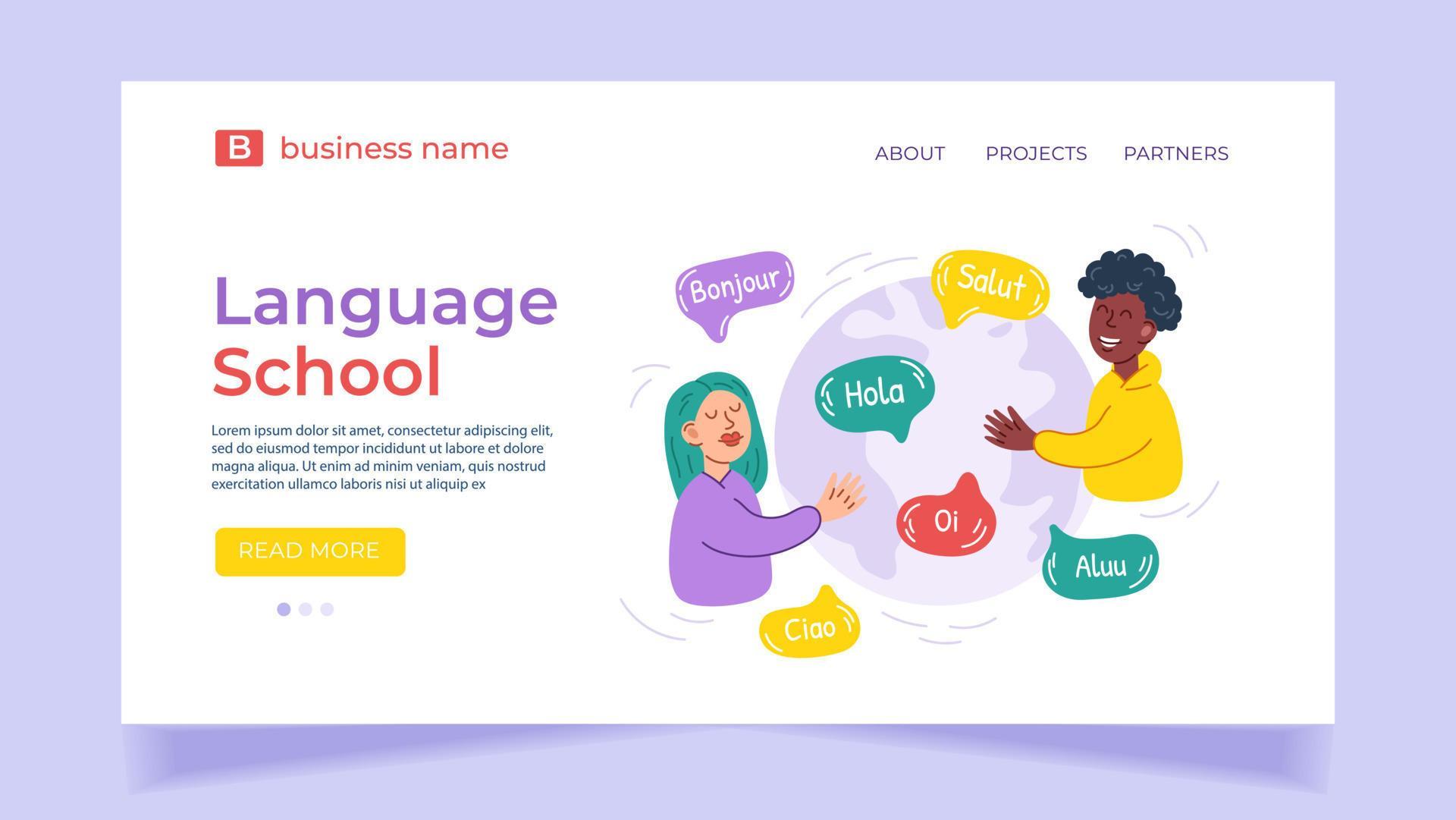 Online language school concept for Landing page or website template ...