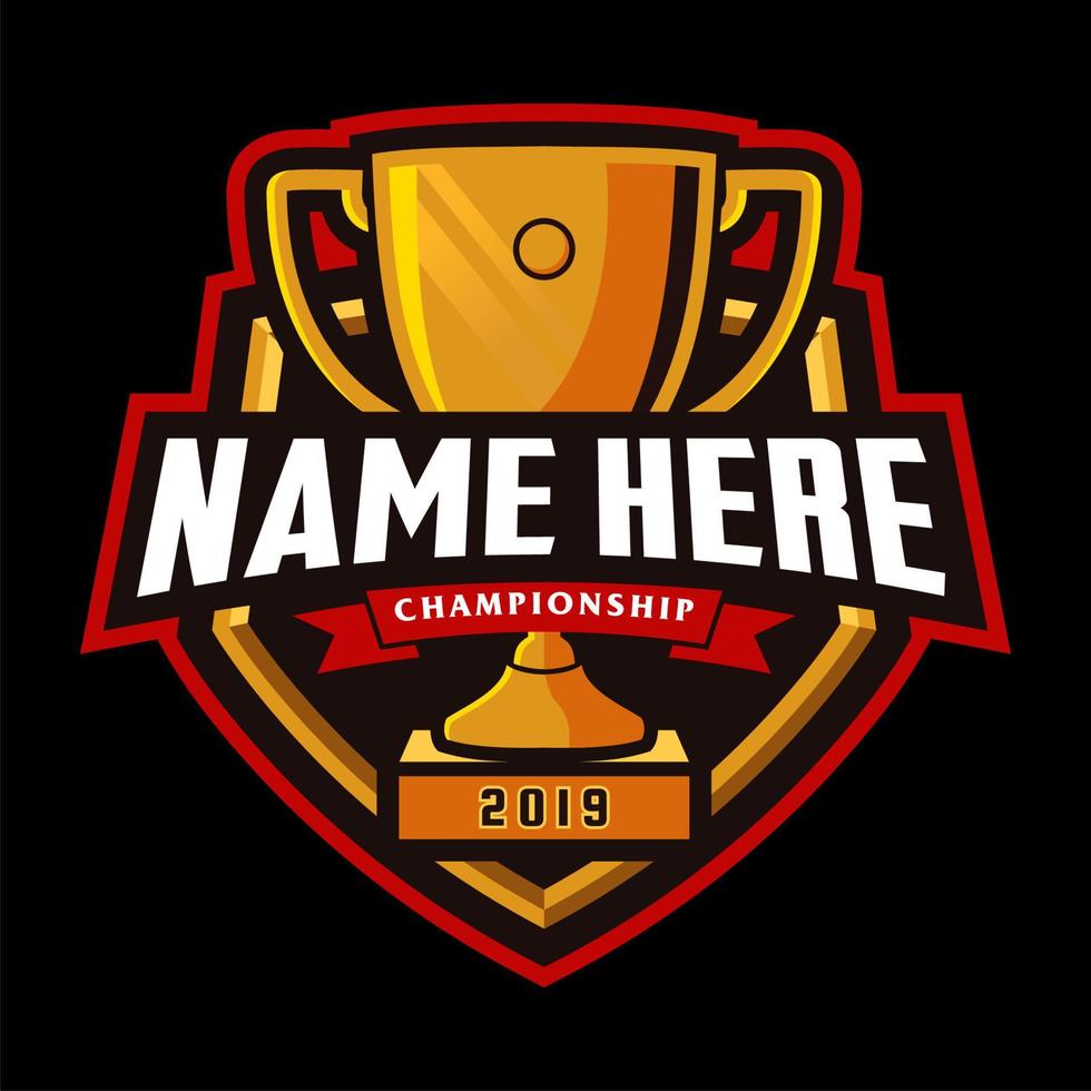 Trophy champion cup logo template vector