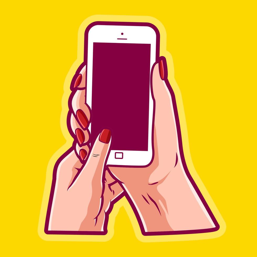 Holding phone vector illustration