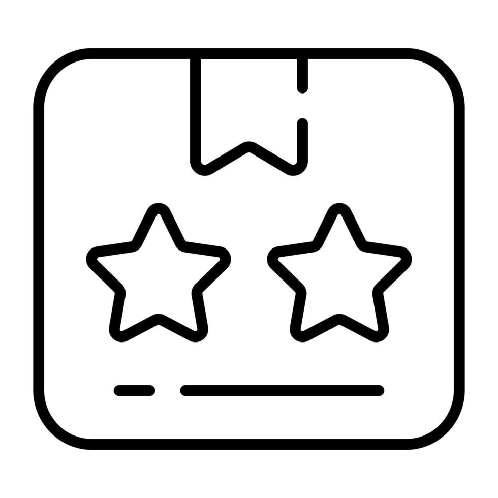 un icono de paquete con estrella, vector de calificación logística en estilo editable