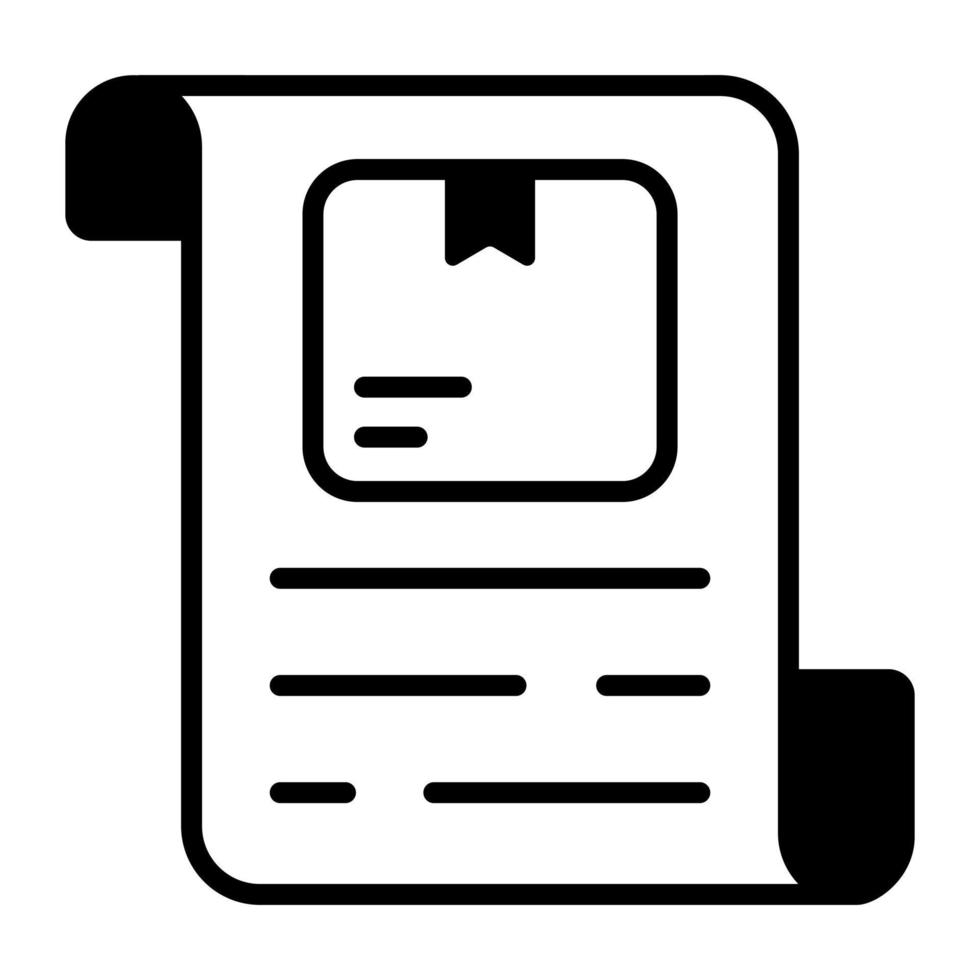 A document having a package symboling delivery detail vector