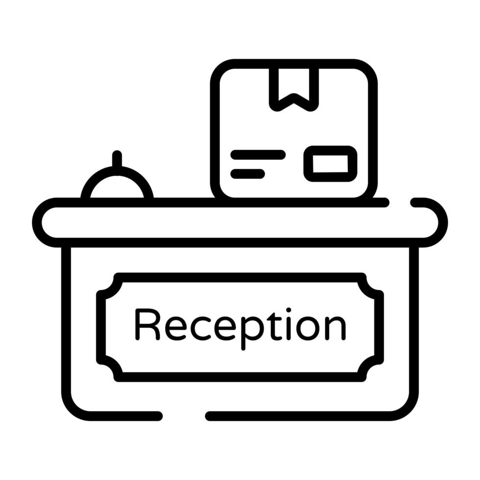 Parcel box on a reception desk, delivery service vector