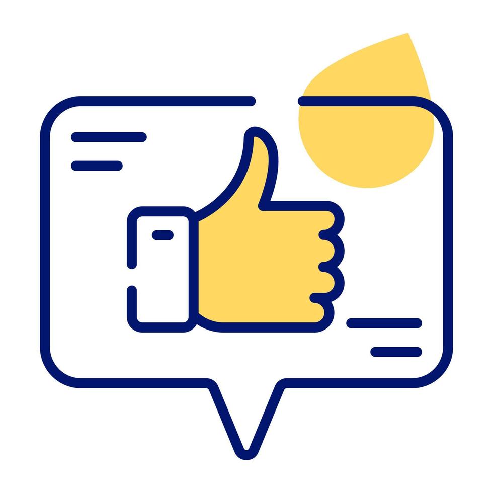 A thumbs up hand inside the chat bubble vector of feedback