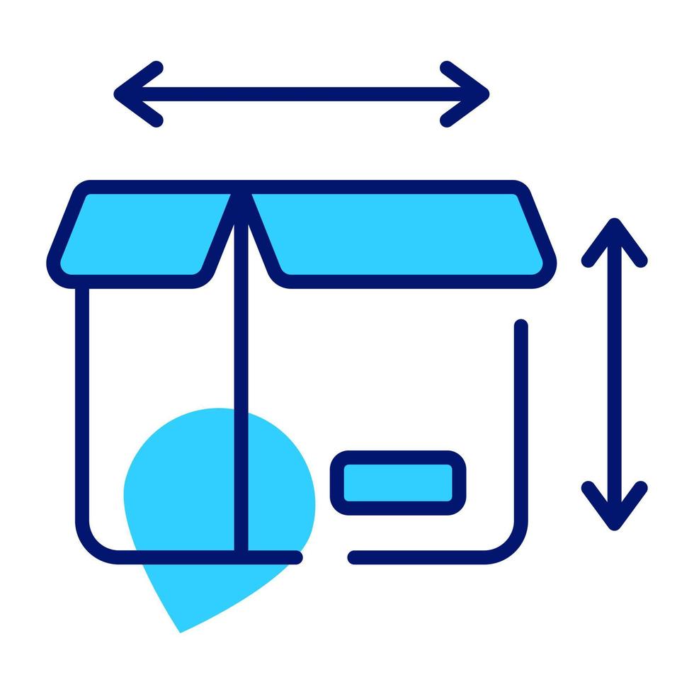 Package dimension vector icon in modern style, premium design