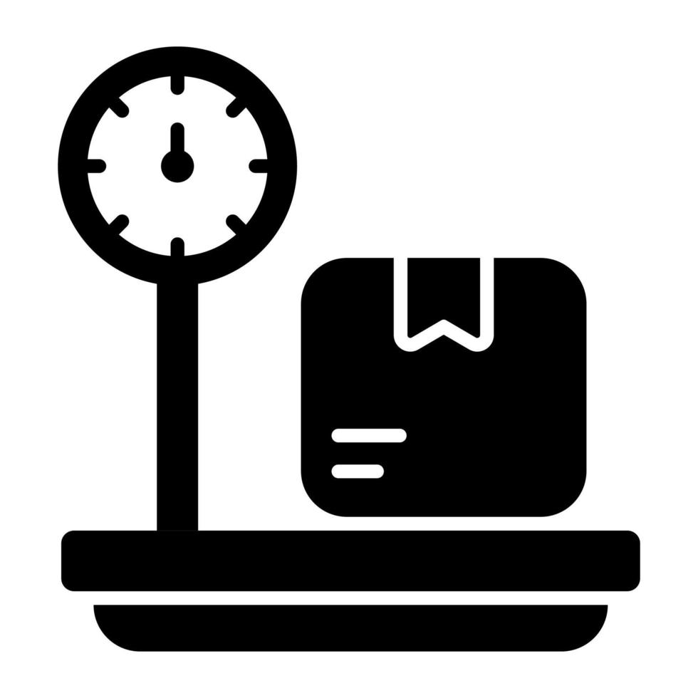 Machine measuring weight of carton, an icon of weight scale vector