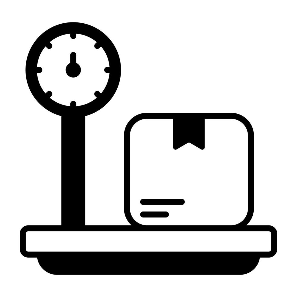 Machine measuring weight of carton, an icon of weight scale vector