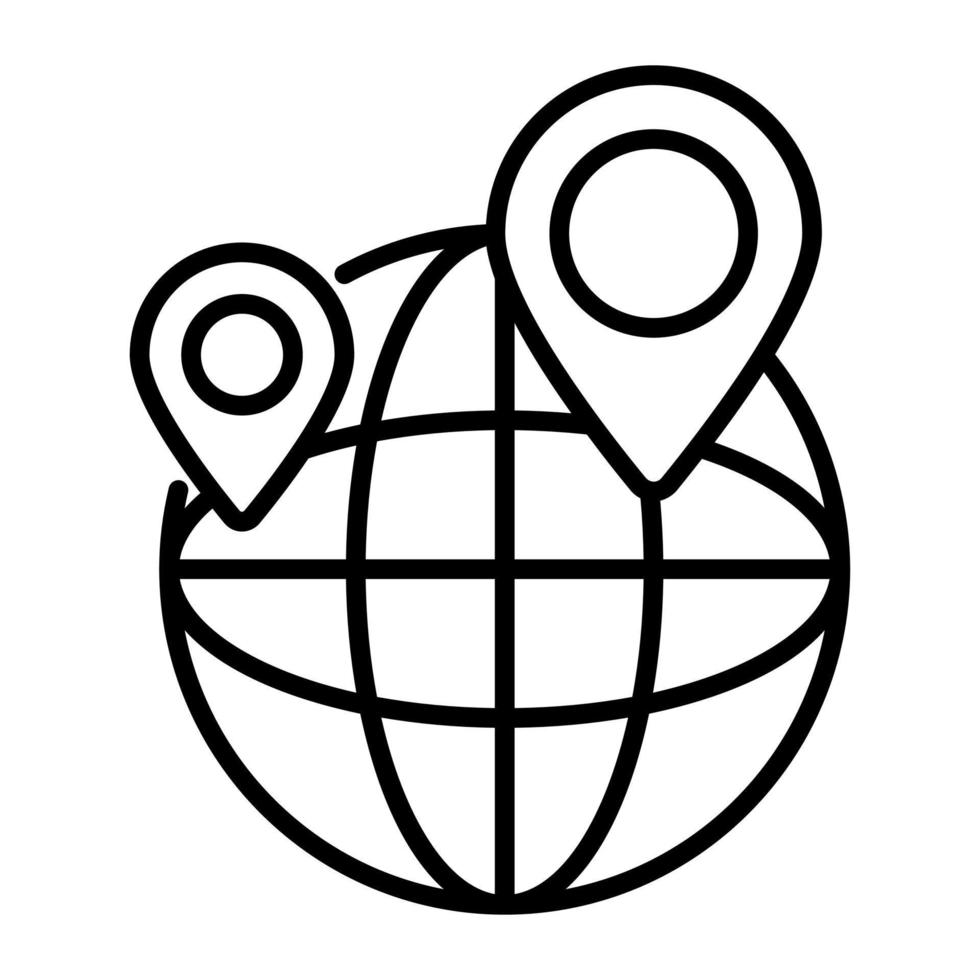 World globe with map pointer symbolizing global location vector