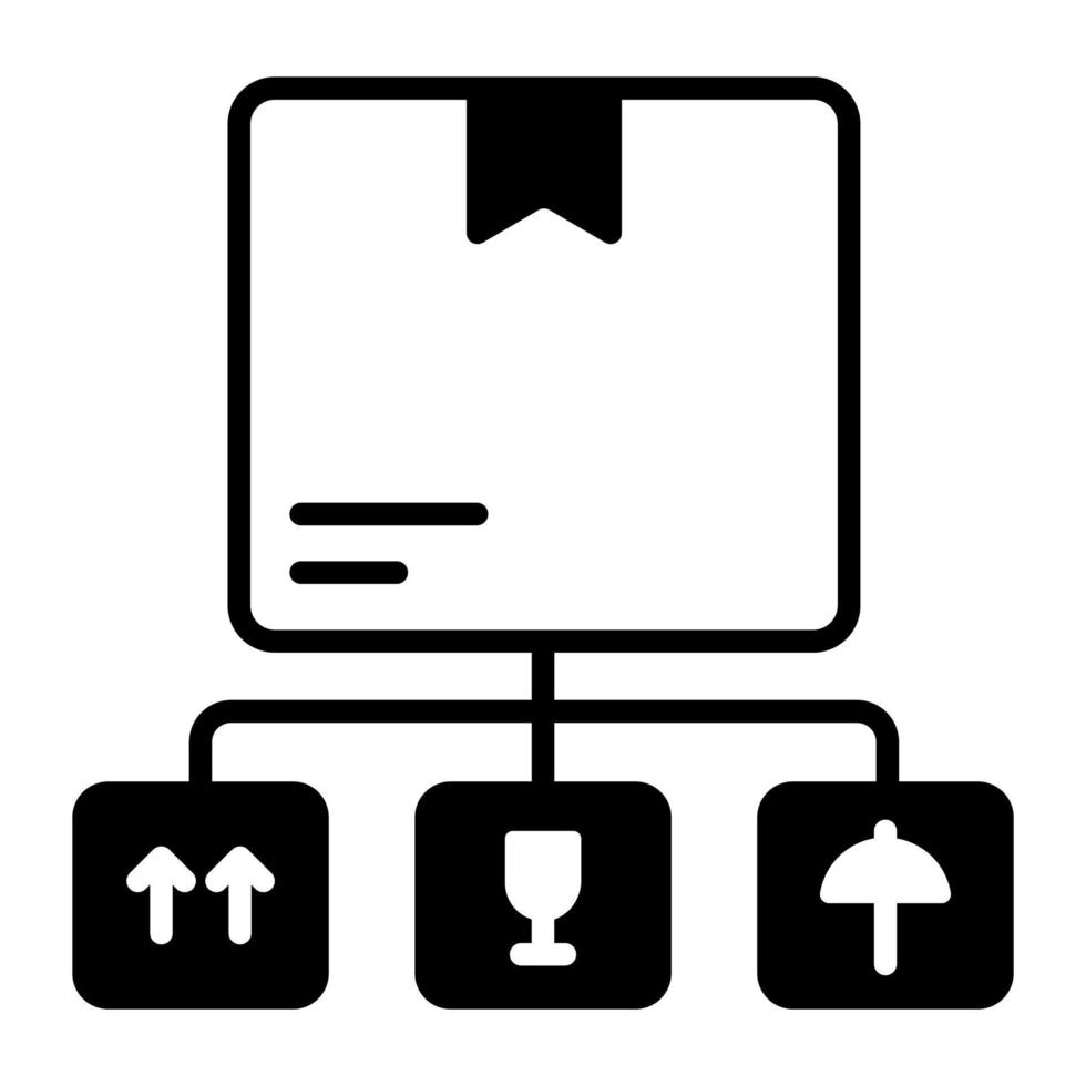 diseño de icono de vector de instrucciones de manejo de paquetes para uso premium