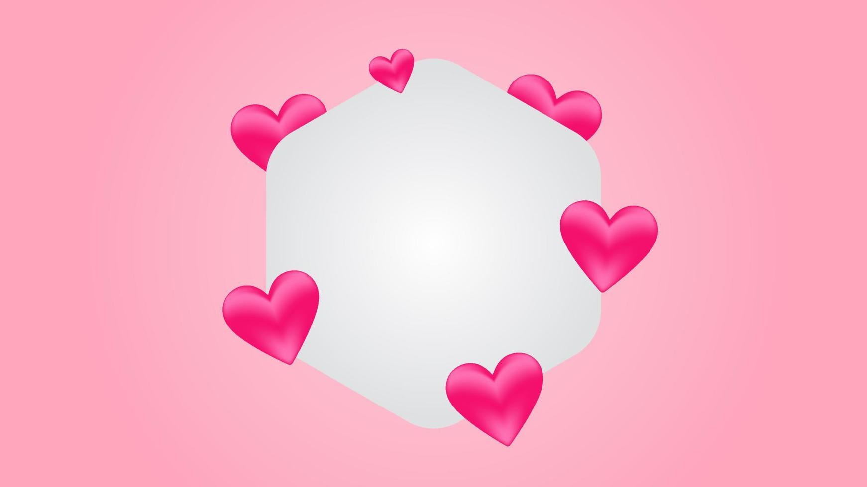 3D blank banner background for valentines day vector
