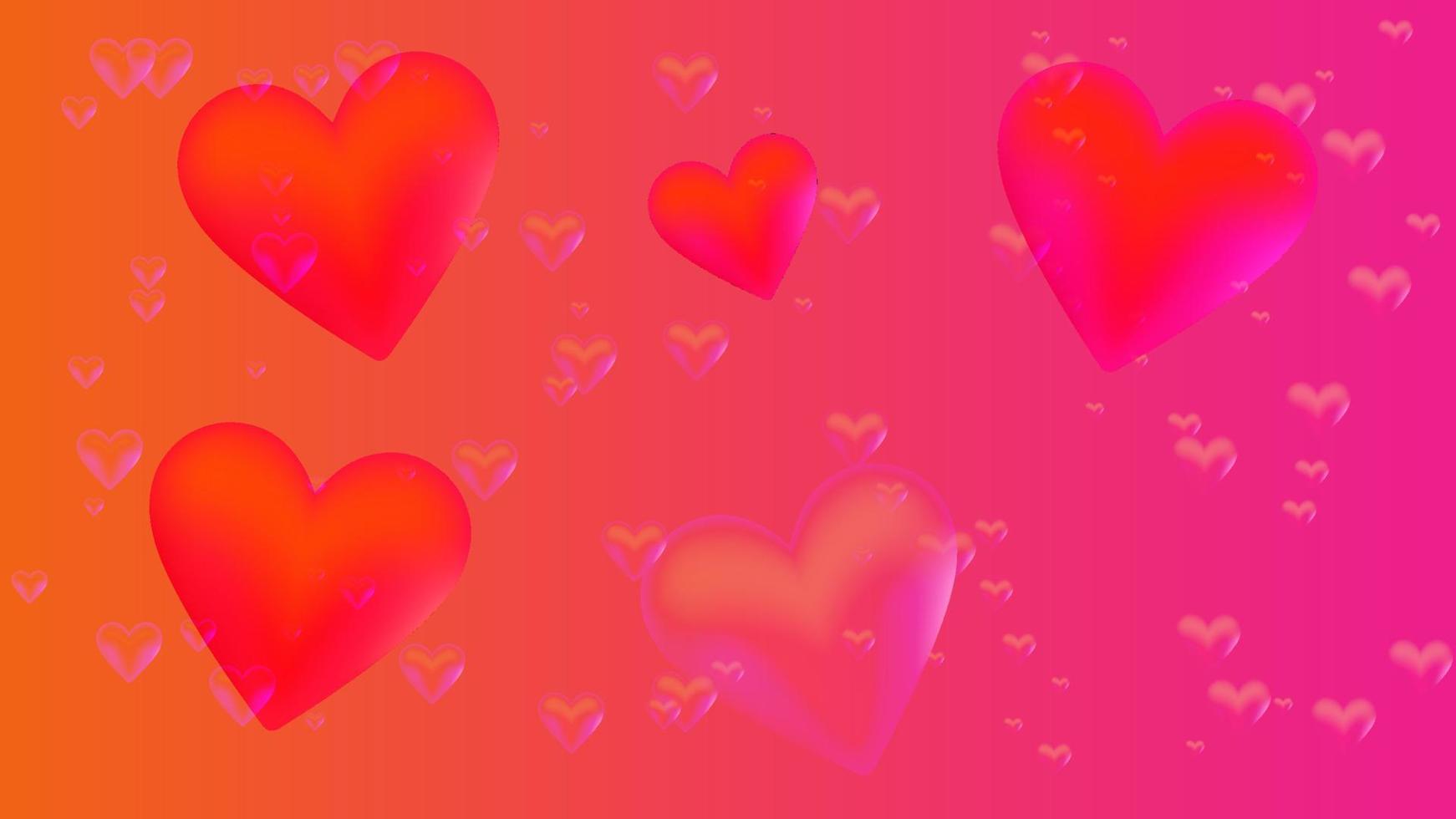 Valentine's day background with multiple 3D heart bubbles vector