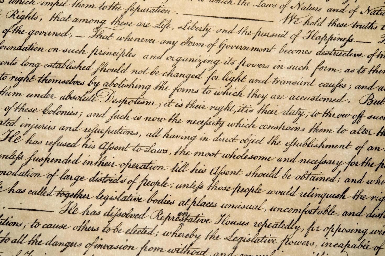 Declaration of independence 4th july 1776 close up photo