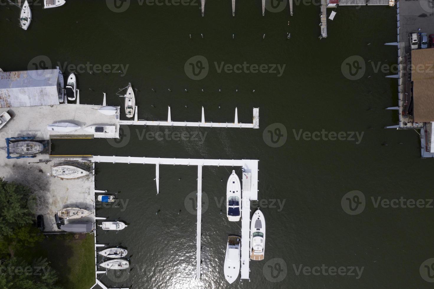ships at the docks in St. Michaels Maryland chespeake bay aerial view panorama photo