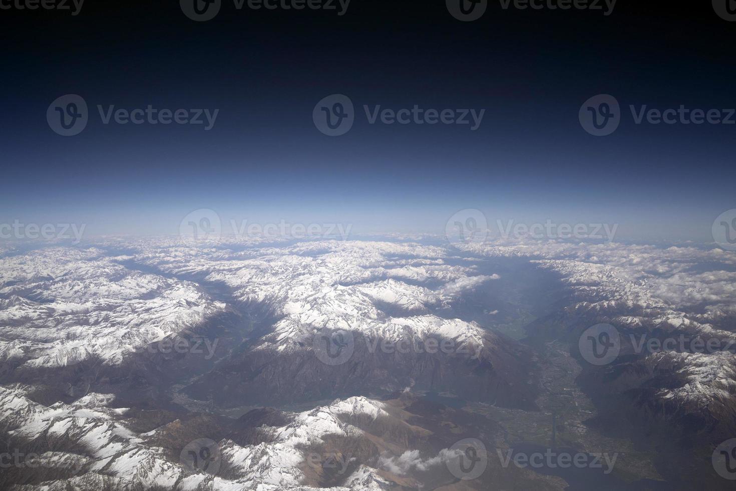 alps aerial view panorama landscape from airplane photo