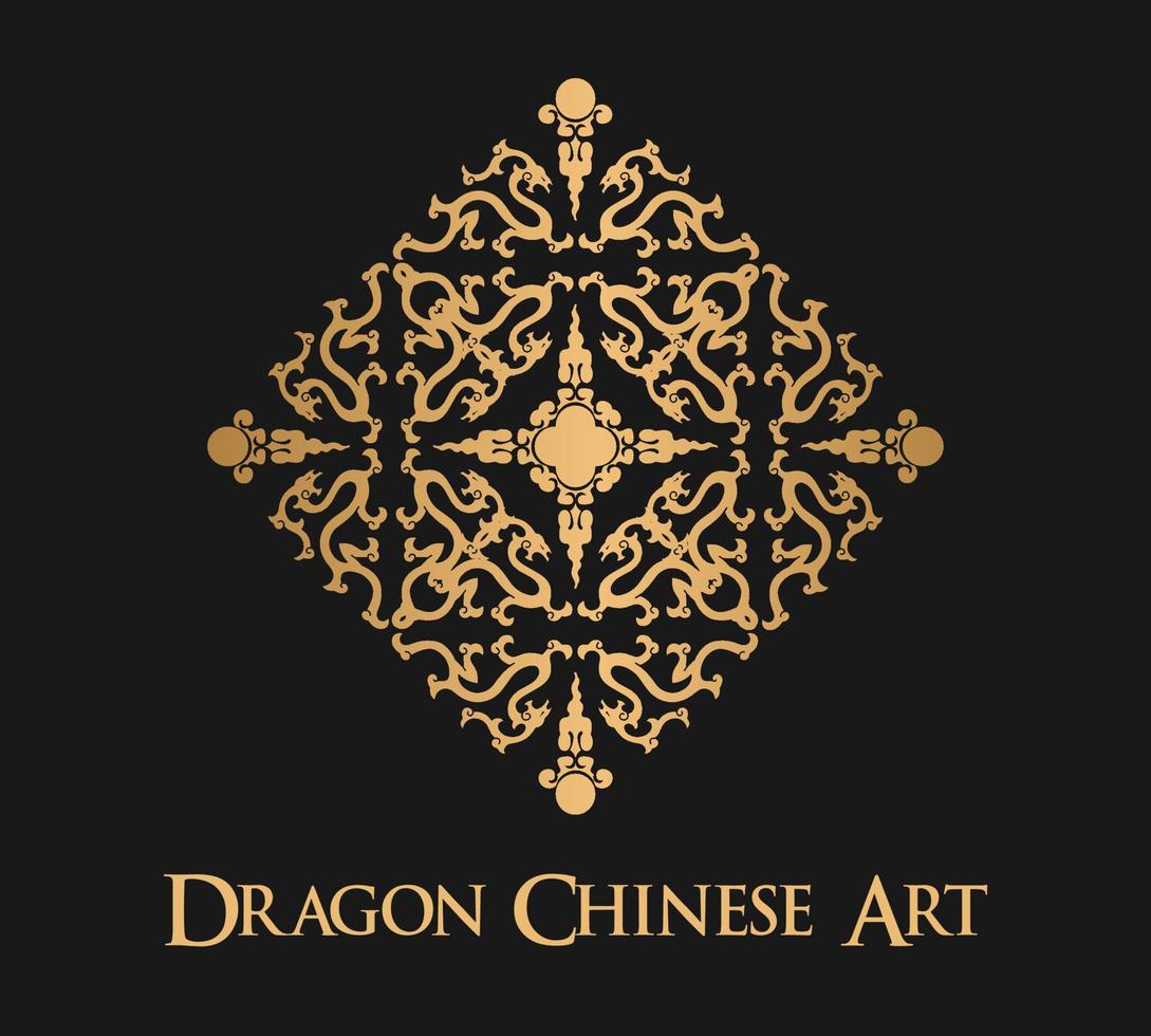 arte de dragón cuadrado de estilo chino vector