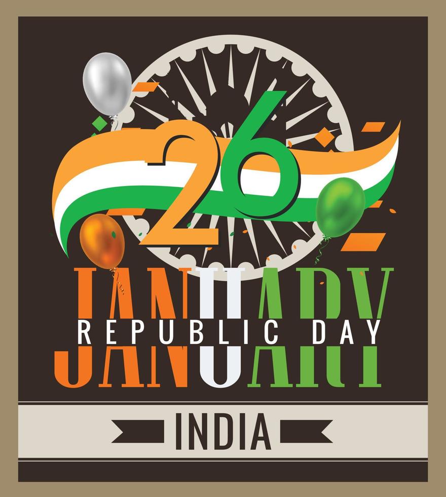 Celebration 26 January - republic day of India, vector illustration