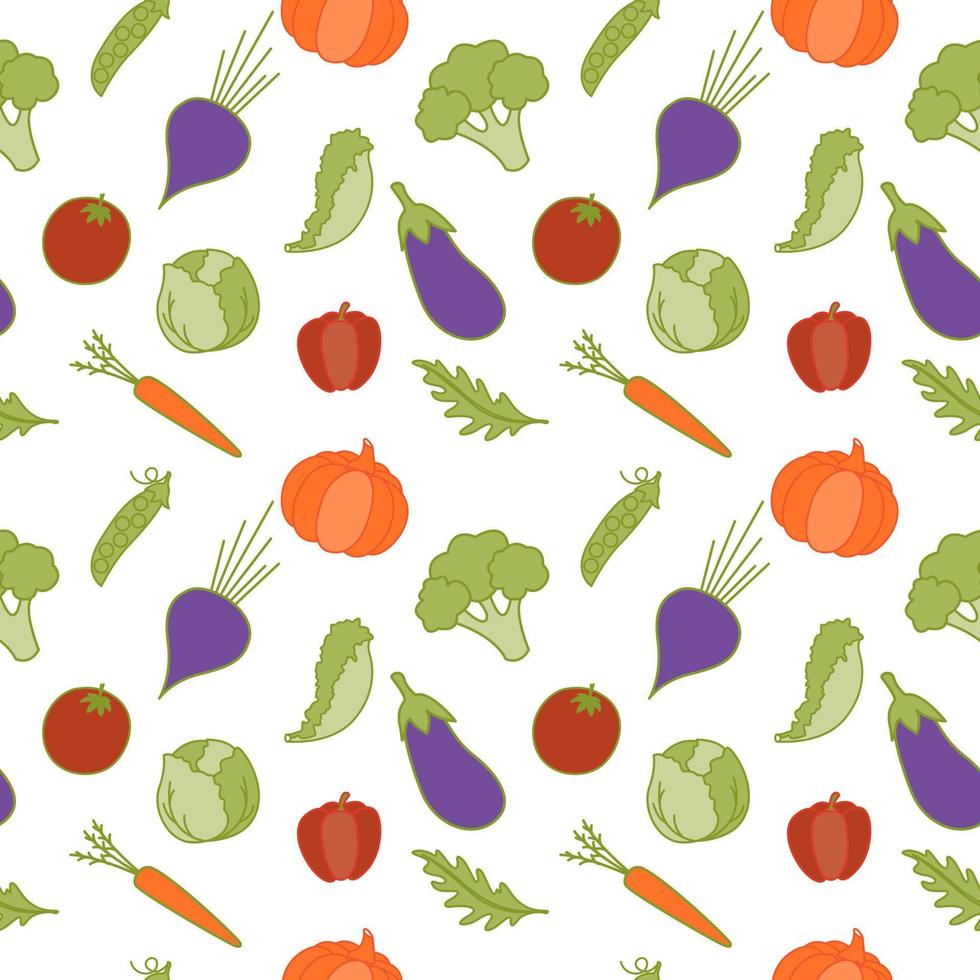 Vegetables seamless pattern. Vegetable, healthy vegan food wallpaper. vector