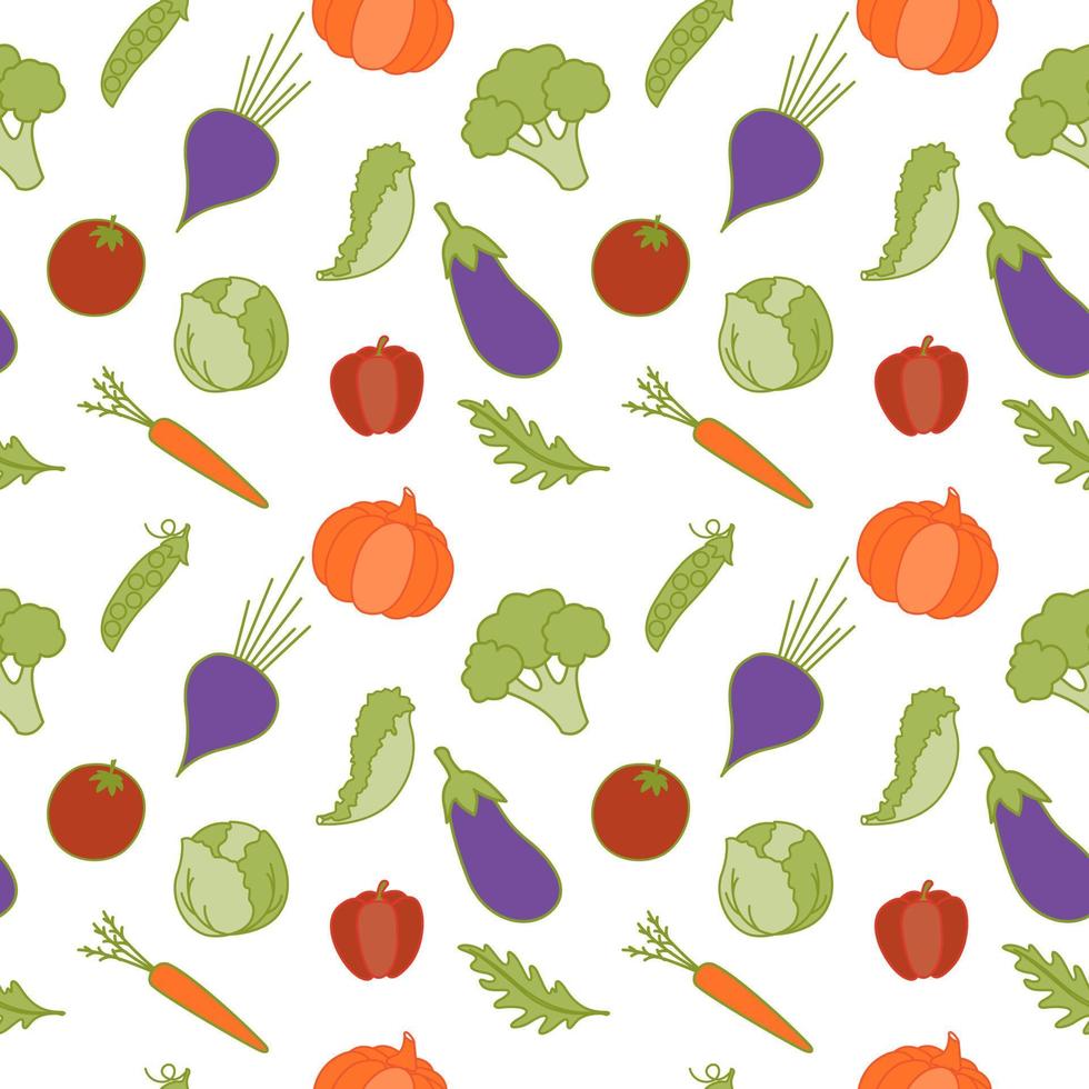 Vegetables seamless pattern. Vegetable, healthy vegan food wallpaper. vector