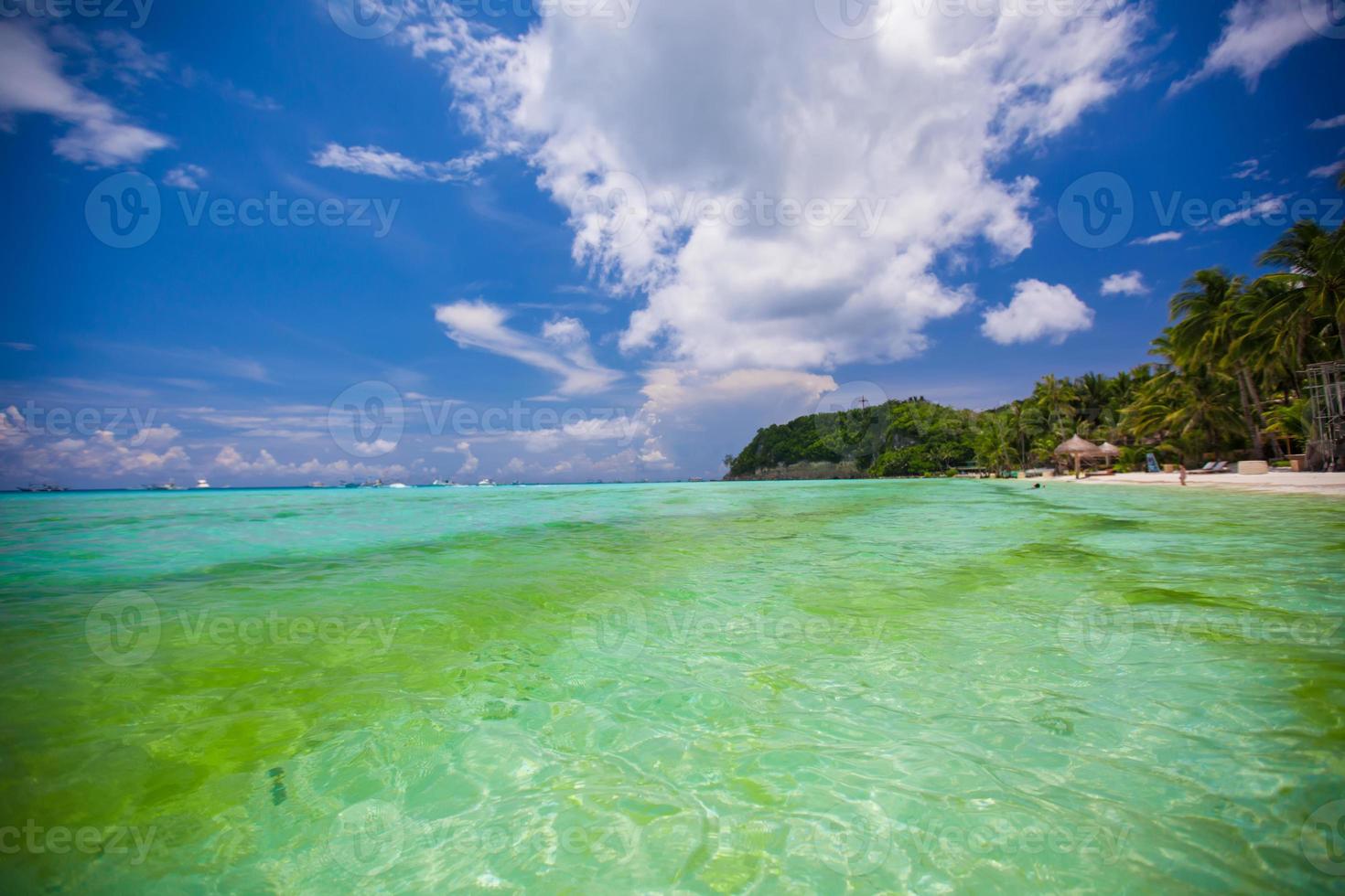 Perfect tropical beach with turquoise water and white sand beaches in Boracay photo