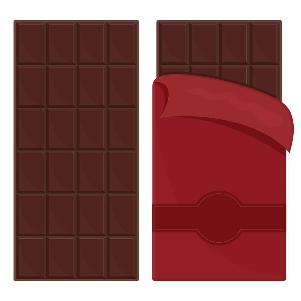 barra de chocolate grande en un paquete, ilustración vectorial aislada en color en estilo de dibujos animados vector