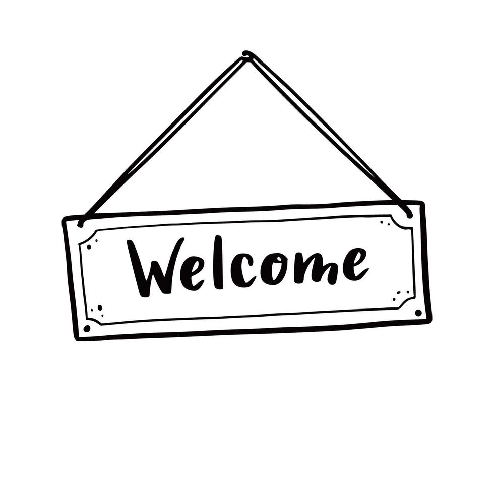 Hand drawn welcome sign element. Doodle vector
