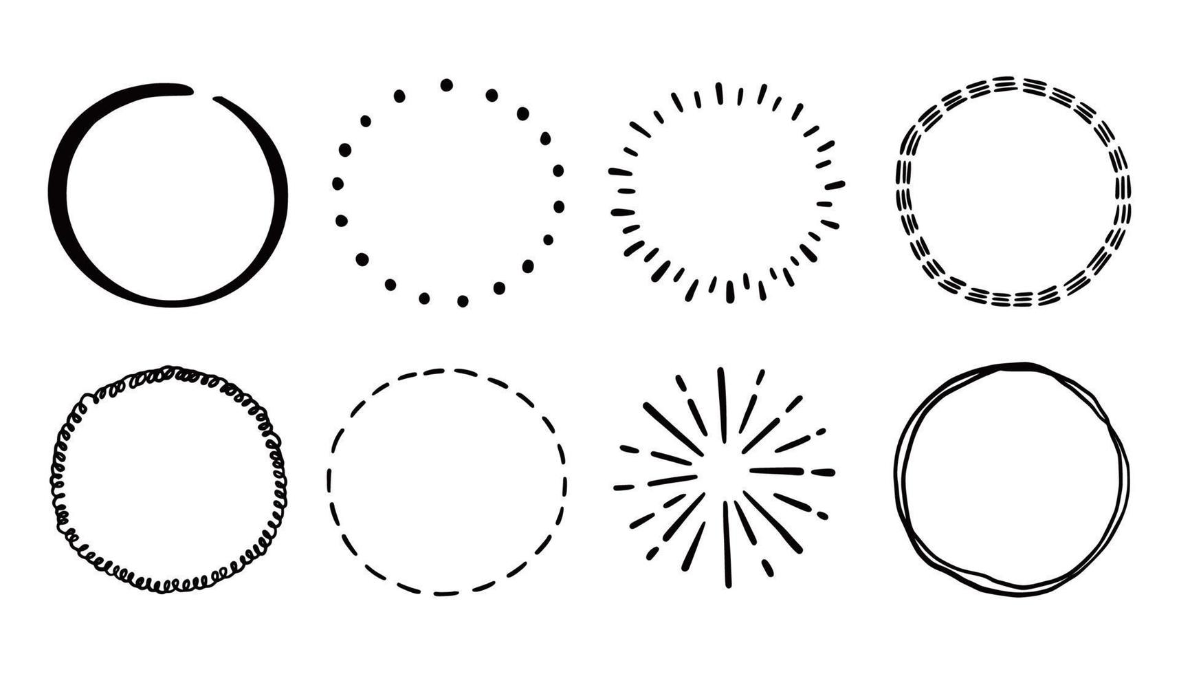 Hand drawn circle line badge set. vector