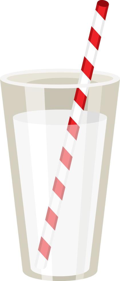 Glass of milk with straw vector