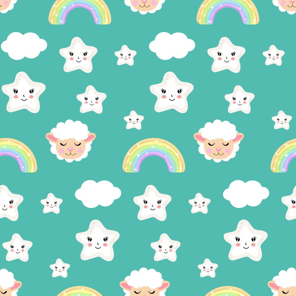 Seamless background of sheep lamb good dreams vector