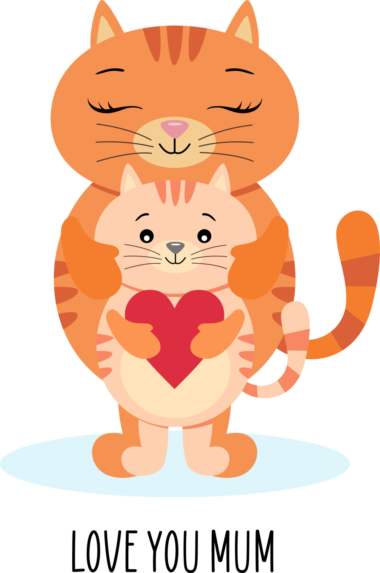 Adorable cats greeting card with love you mum text 17709854 Vector Art