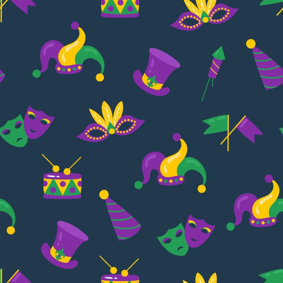 carnaval de mardi gras de patrones sin fisuras. diseño para tela, textil, papel pintado, embalaje. vector